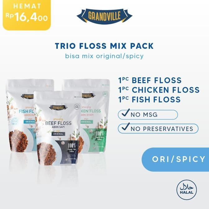 

Grandville Abon Sapi, Ayam & Ikan Crunchy Trio Mix Pack