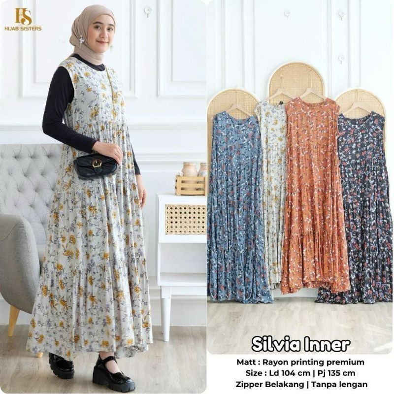 Inner Gamis Bahan Rayon | Inner Motif Bunga Kecil