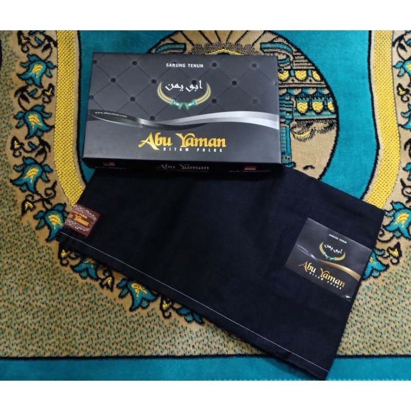 [SYAR'I MINERV] Sarung tenun putih hitam Abu Yaman /sarung putih polos sarung hitam polos /sarung