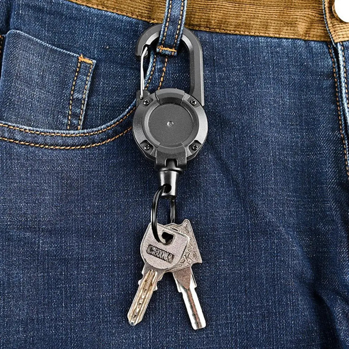 

TOKOGROSIR Gantungan Kunci Wire Puller Keychain ID Holder Tali Gantungan Kunci Tas Kartu Akses Bus MRT Yoyo ID Card Holder name Multifunctional Retractable Carabiner with Key Chain Karabiner