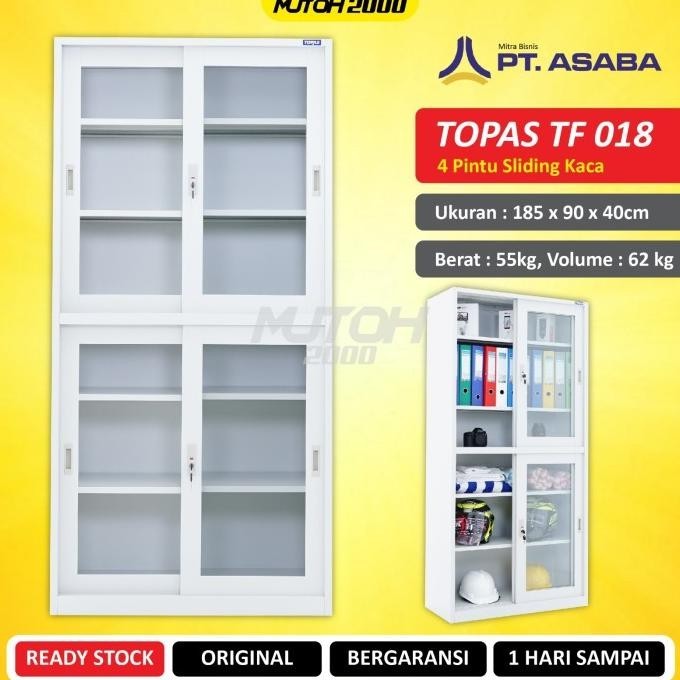 

New Topas Tf-018 Lemari Arsip Besi 4 Pintu Sliding Kaca Original