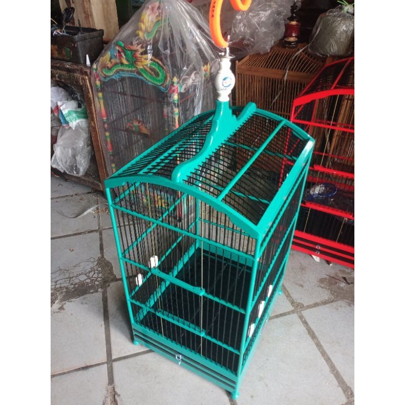 PROMO KANDANG SANGKAR KOTAK EBOD HIJAU TOSKA NO.1 UK 40X45