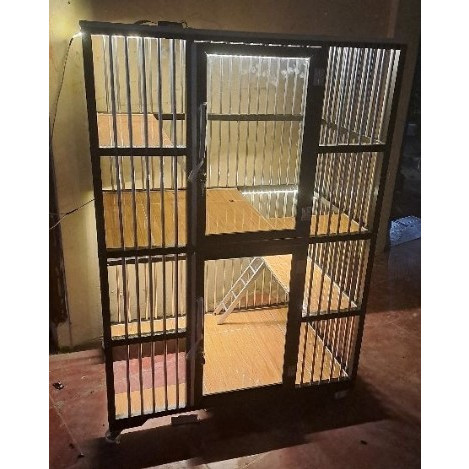 PROMO KANDANG Kandang Kucing Aluminium 2 Tingkat 2 Pintu LED
