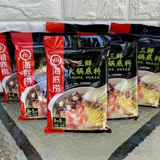 

Haidilao San Xian / Three Delicicaes Soup Hotpot Base 200 gr Untuk 3-5 Porsi.