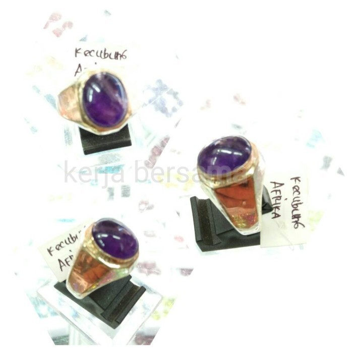 Cincin - Cincin Pria Suasa Perak Batu Kecubung Afrika