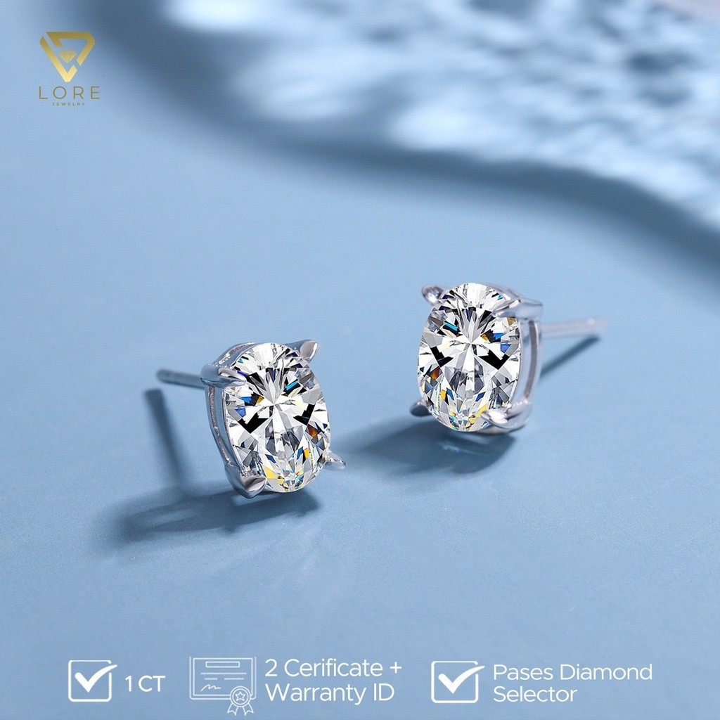 Lore Jewellery  - Anting Stud Unisex Moissanite Lapis Emas - Jaden Moissanite Earrings