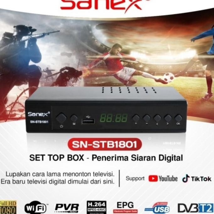 SET TOP BOX SANEX SN-STB1801 PENERIMA SIARAN TV DIGITAL MPEG4 DVB-T2