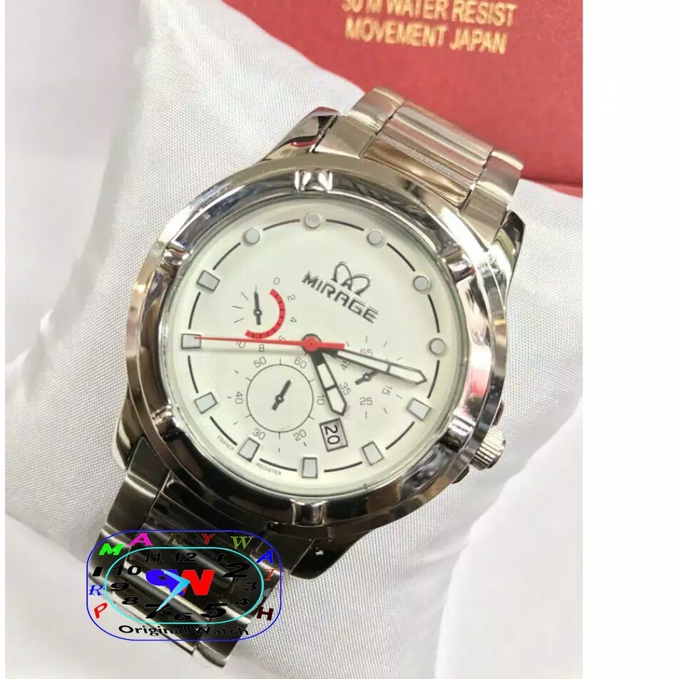 Mirage Jam Tangan Murah Pria 8033 Silver - All Stainless - Quartz - Original