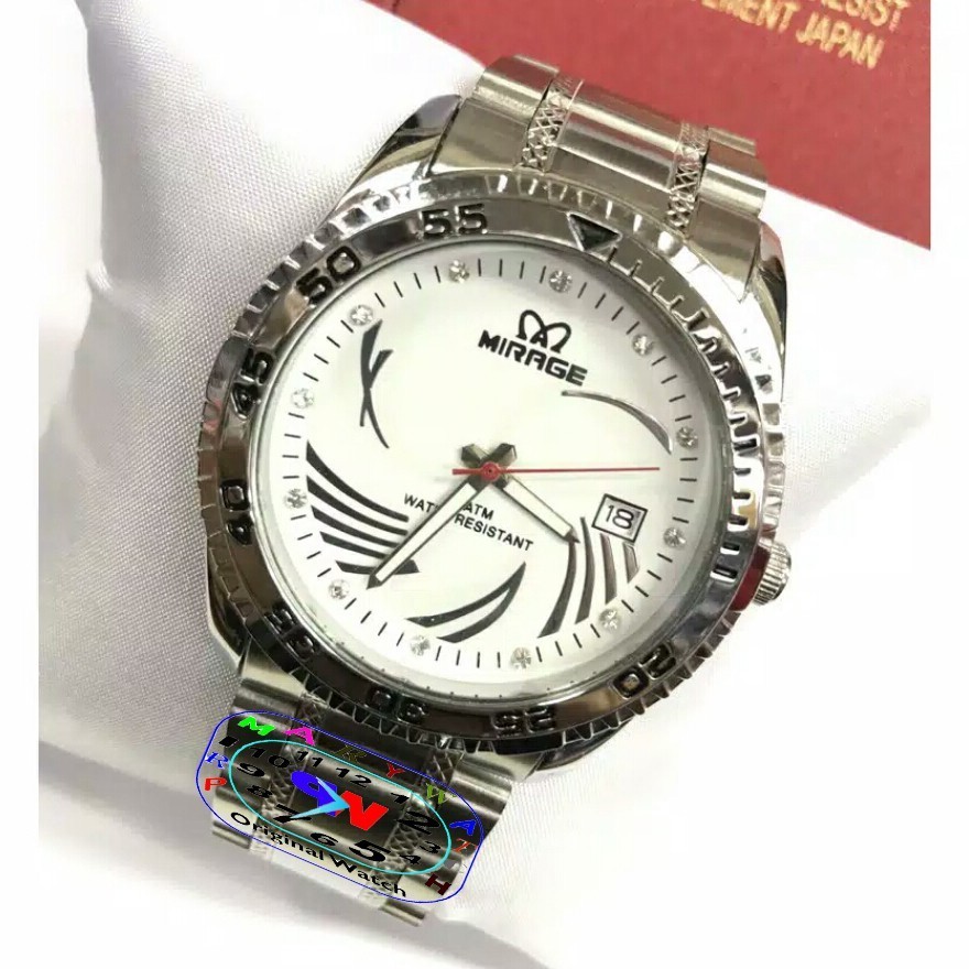Mirage Jam Tangan Murah Pria 7613 Silver - All Stainless - Quartz - Jam Tangan Mirage Original