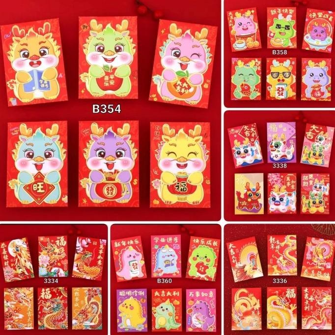 

New Angpao Naga 2024 Isi 6 Angpao Pendek Imlek Murah Ampau Sincia Grosir Terbaik