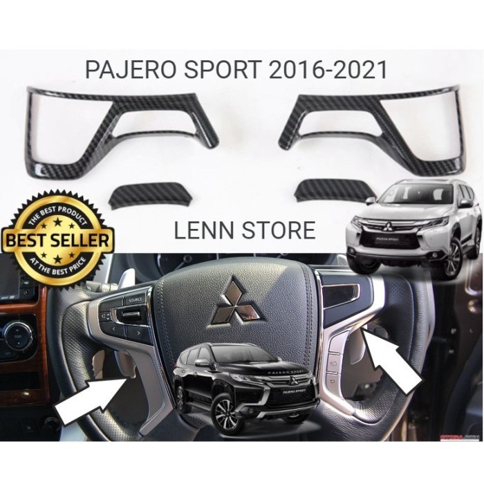 COVER PANEL AKSESORIS TOMBOL STIR MITUSBISHI PAJERO SPORT CARBON