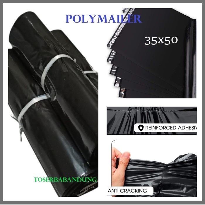 

HOT PROMO Polymailer 35x50 Glossy Plastik Polimailer Amplop Packing Online Hitam