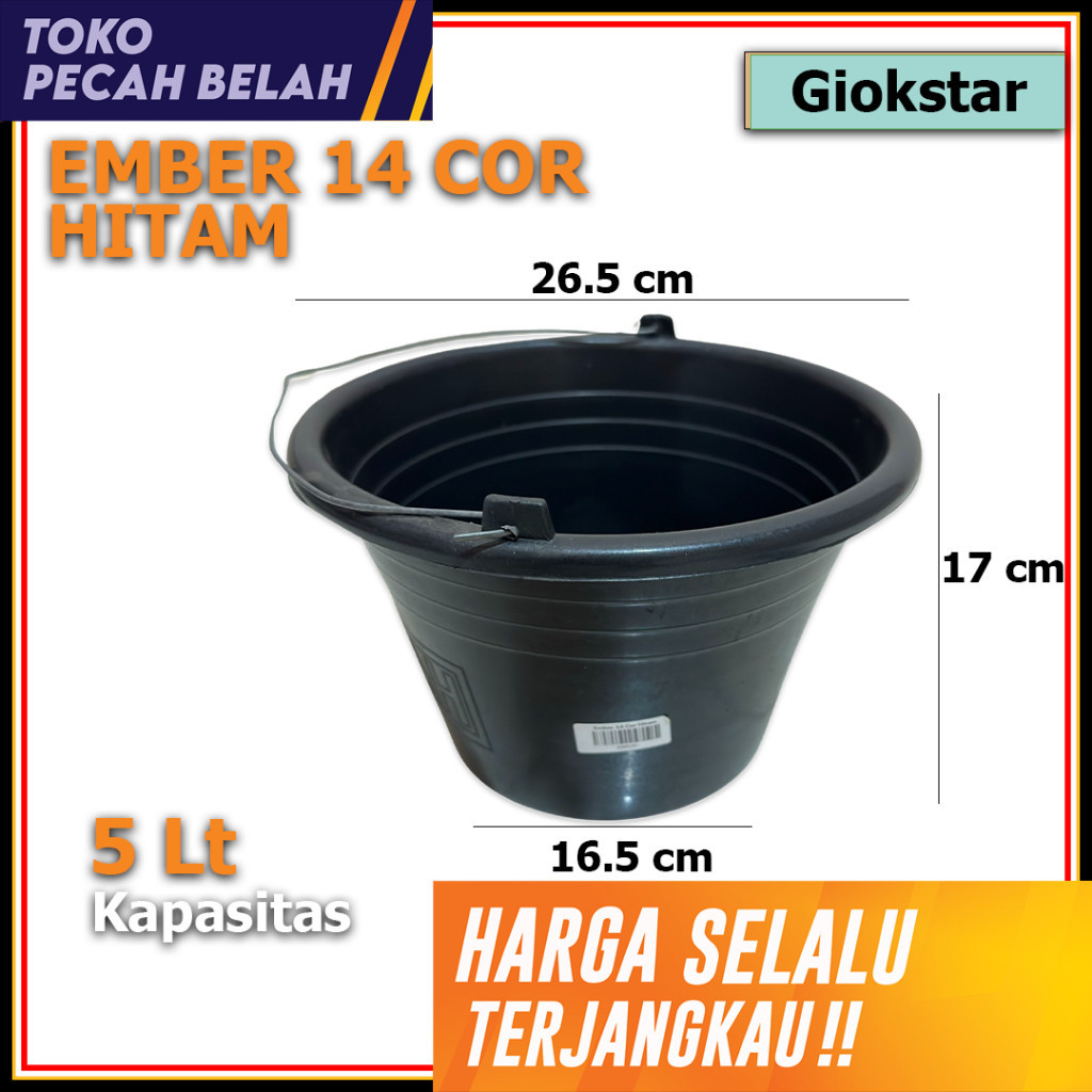 Ember Plastik 14 Cor Hitam Giokstar (5 Liter)
