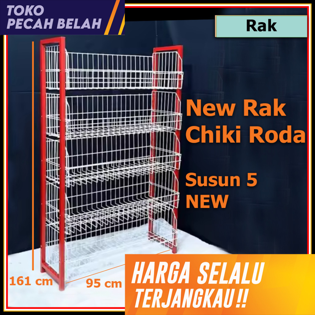 Rak Ciki Besi/ Rak Serbaguna Mini Market / Rak Display Roda Susun 5 Tebal / Rak Besi / Rak Susun 5 B