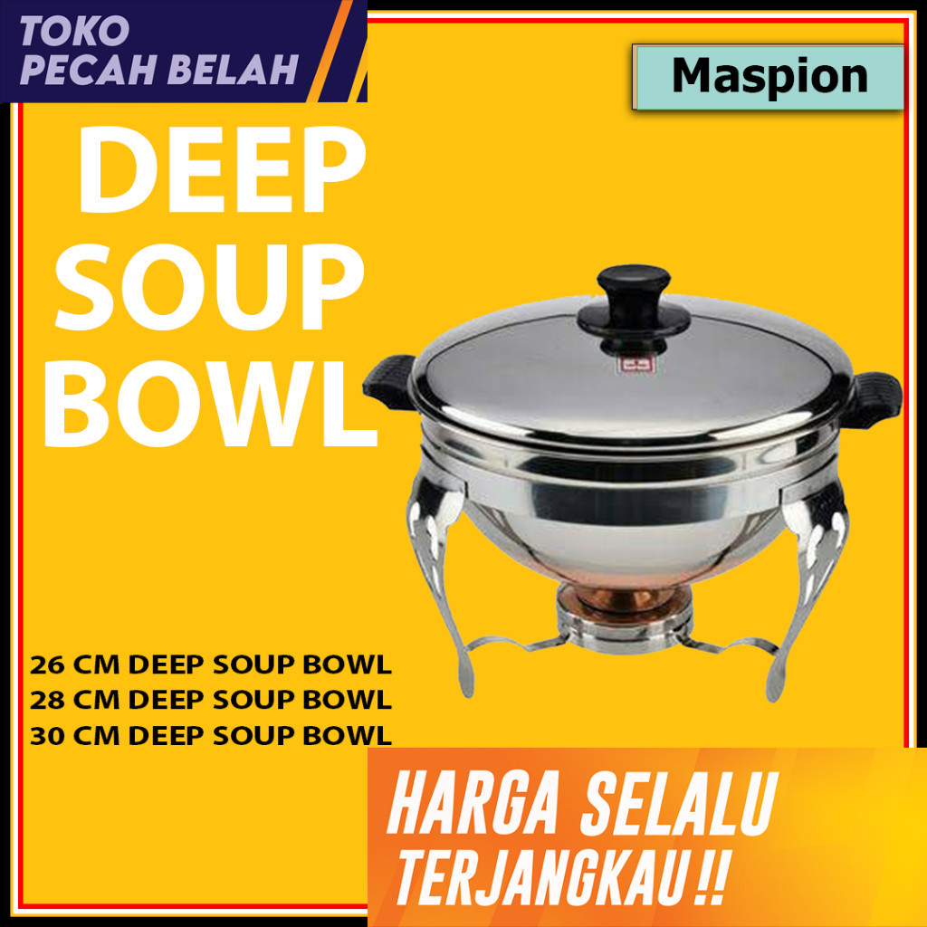 Deep Soup Bowl/Prasmanan Bulat Stainless Steel Maspion (26-28) cm