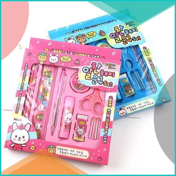 

Alat Tulis Sekolah Stationery Set Pensil Set 9 in 1 Karakter Lucu 16no