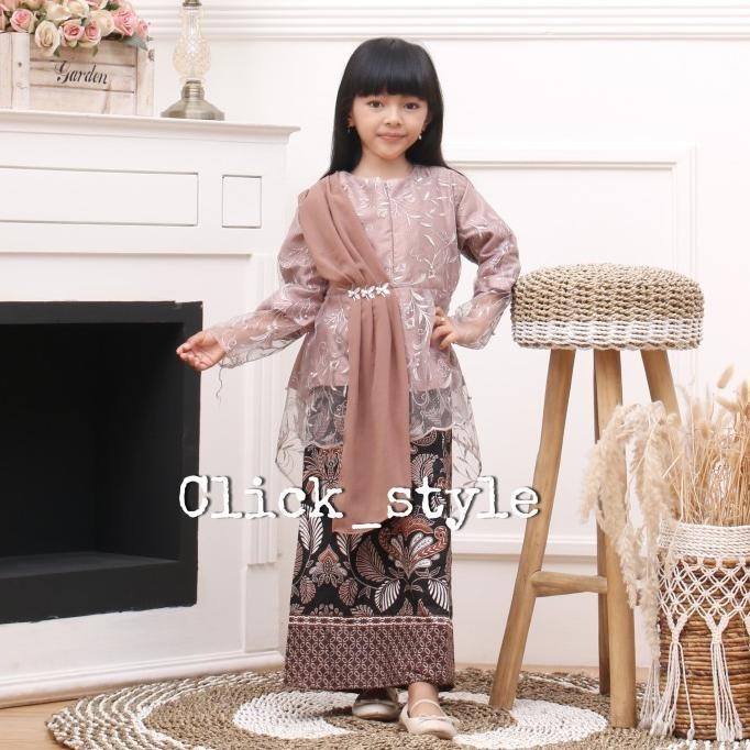 Miliki - baju brokat anak umur 6-9 tahun kebaya anak perempuan pakaian pesta ,.