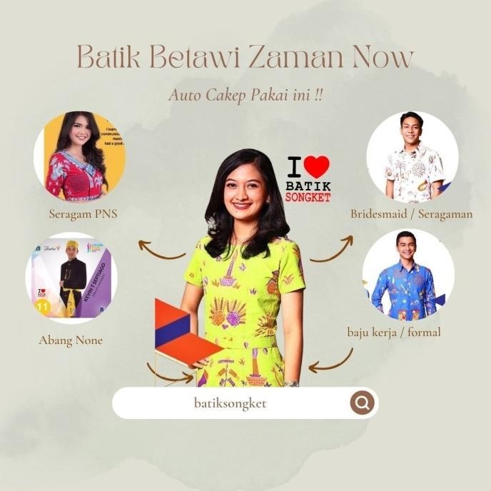 Terbaru katun ondel bahan kain batik adat betawi monas jakarta halus ,.