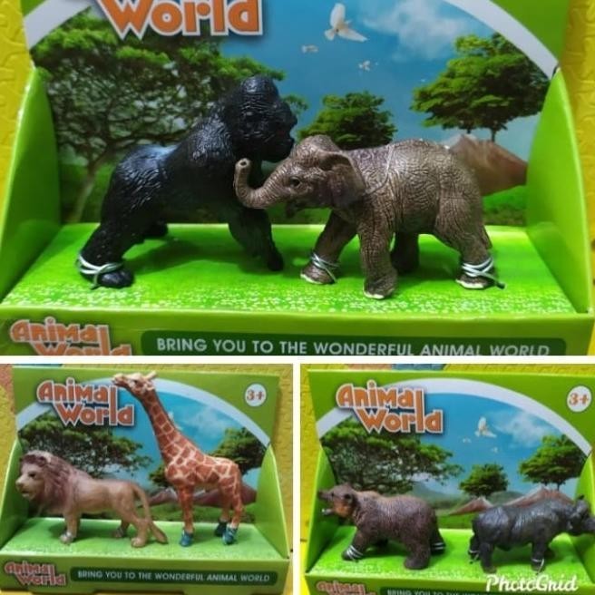 Mainan Binatang Miniatur Gorila Dan Gajah Maket Diorama Kebun Binatang | Tokonisaya