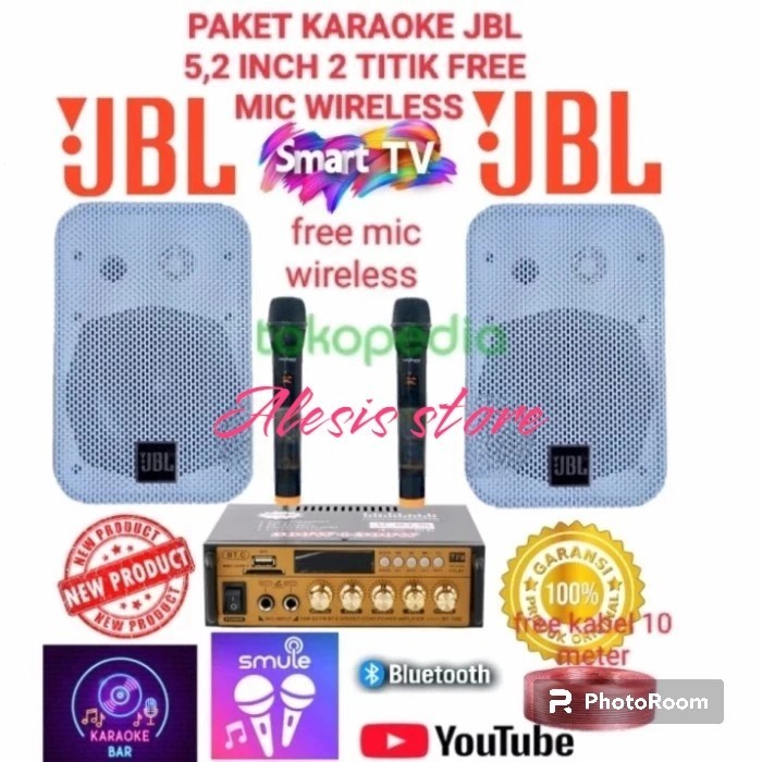 PAKET KARAOKE SET,CAFFE,RUMAHAN DLL JBL WHITE JT-525 2 TITIK
