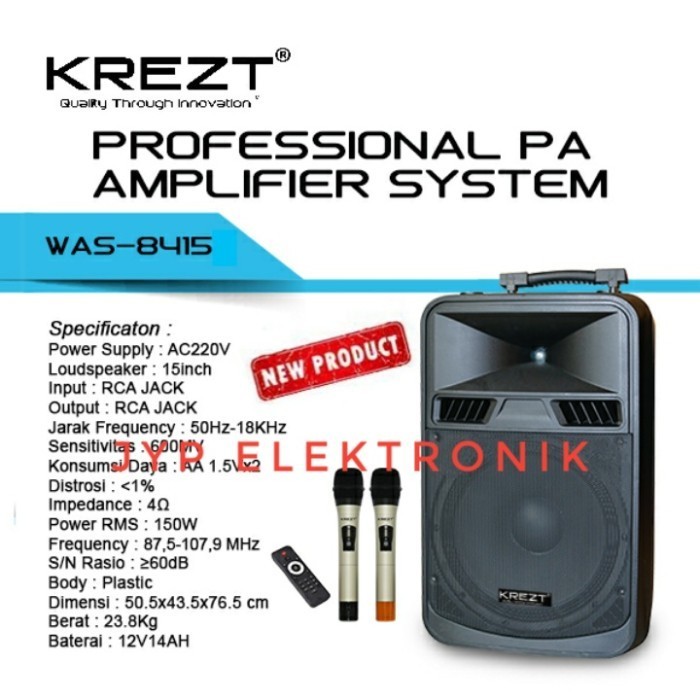 SPEAKER PORTABLE WIRELESS MEETING KREZT WAS 8415 / WAS8415 ( 15 INCH )