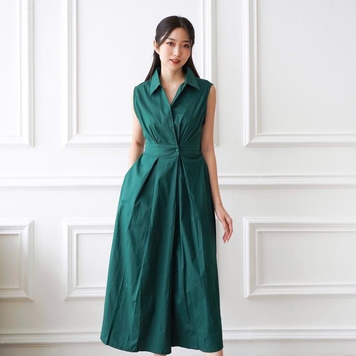 [Cny Collection] Avery Dress | Dress Imlek Di Maxi Tanpa Lengan Kerah Busui Bul Friendly