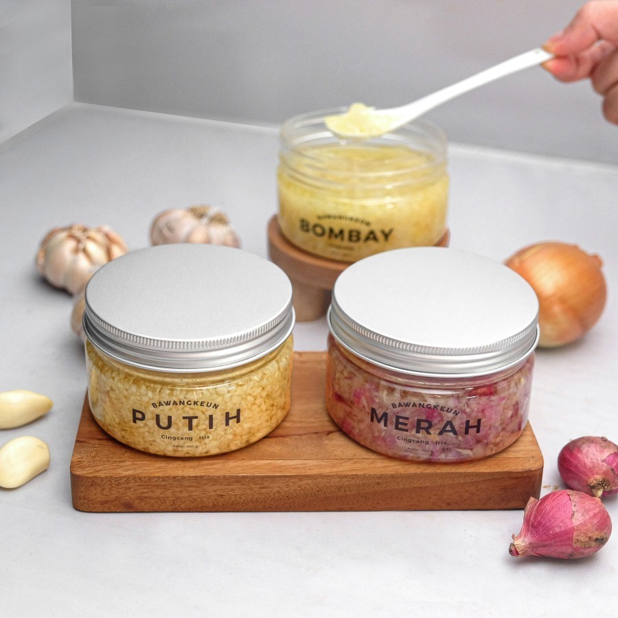 

Combo X 3 Jar Baceman Bawang Putih Merah Bombay Cincang / Iris Nced Garlic Shallot Onion Oil