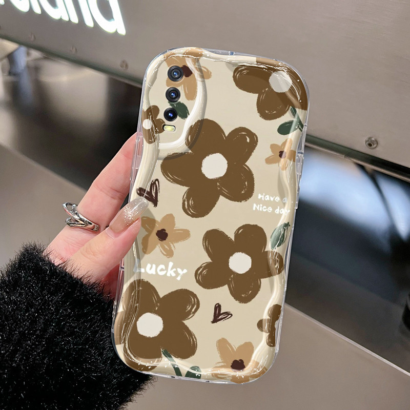 Casing Hp VIVO Y20 Y20i Y20s Y12s Y20 2021 Y11s Y12A Y20T Y20S M Y20S D Case pola bunga hitam dan co