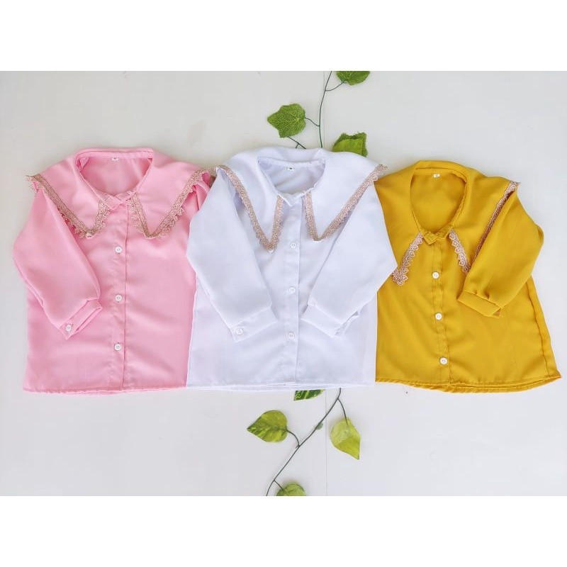 KEMEJA ANAK PEREMPUAN / KEMEJA ANAK POLOS RENDA / BAJU ATASAN ANAK PEREMPUAN 2-7 TAHUN PREMIUM QUALI