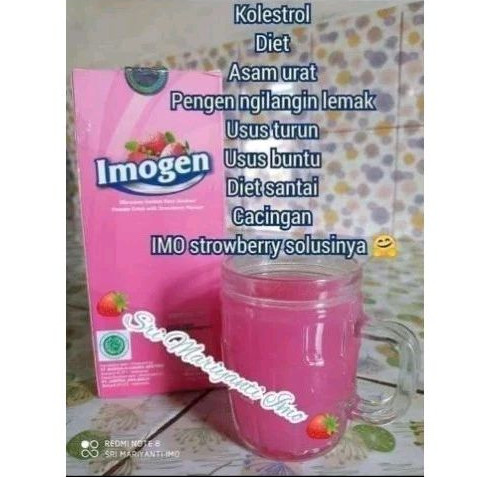 IMOGEN STRAWBERRY ORI( isi 5 saset) penurun kolesterol, BB, pembersih usus