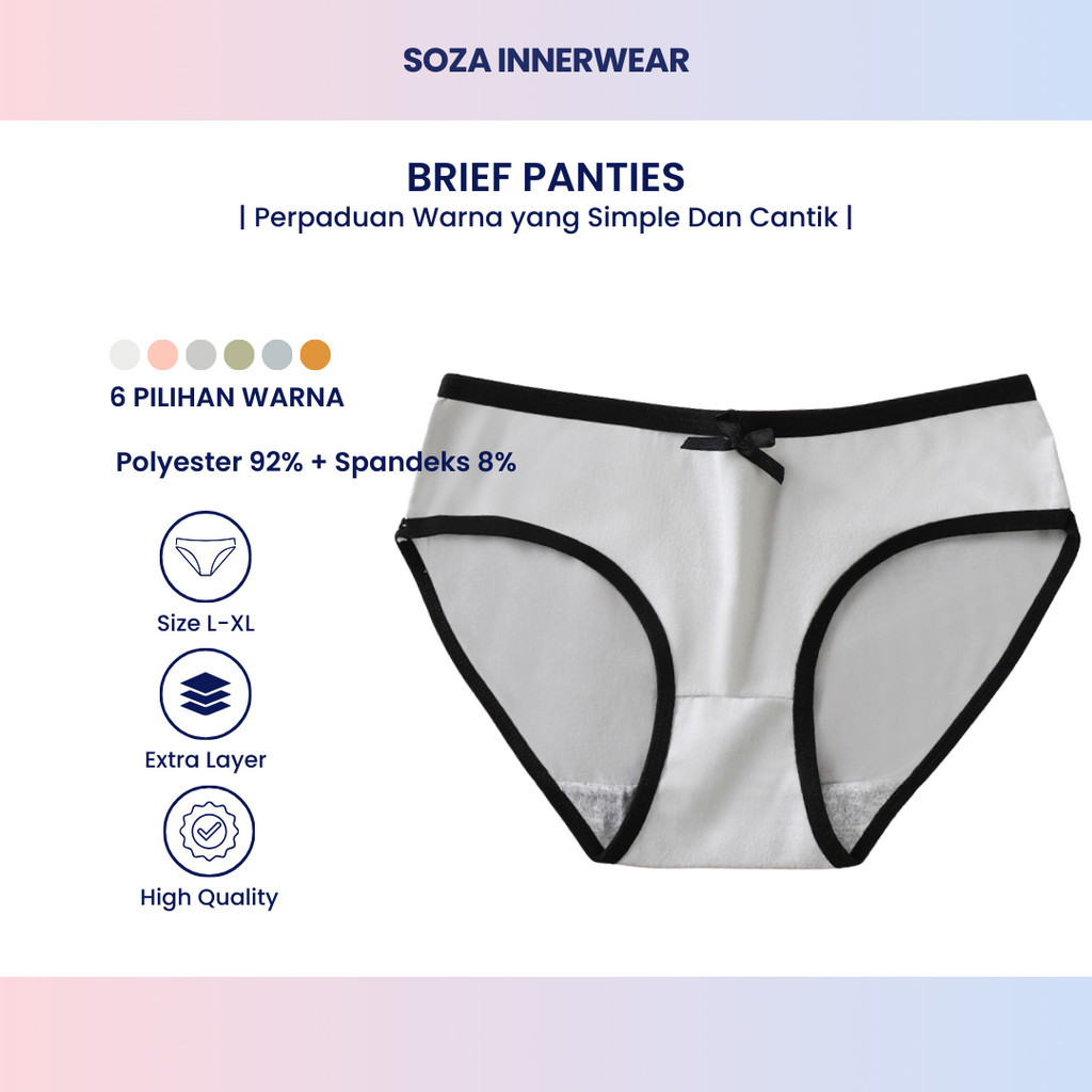 Celana Dalam Wanita Polos Pita Kecil B03 Bahan Halus Lembut Licin Nyaman Anti Bakteri Jamur Tidak Me