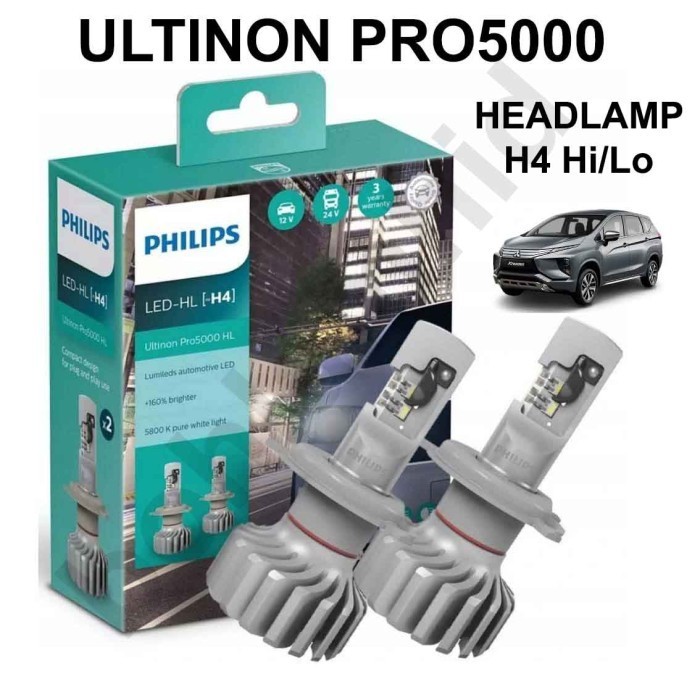 LAMPU LED PHILIPS MITSUBISHI XPANDER ULTINON PRO5000 H4 HI/LO 5800K