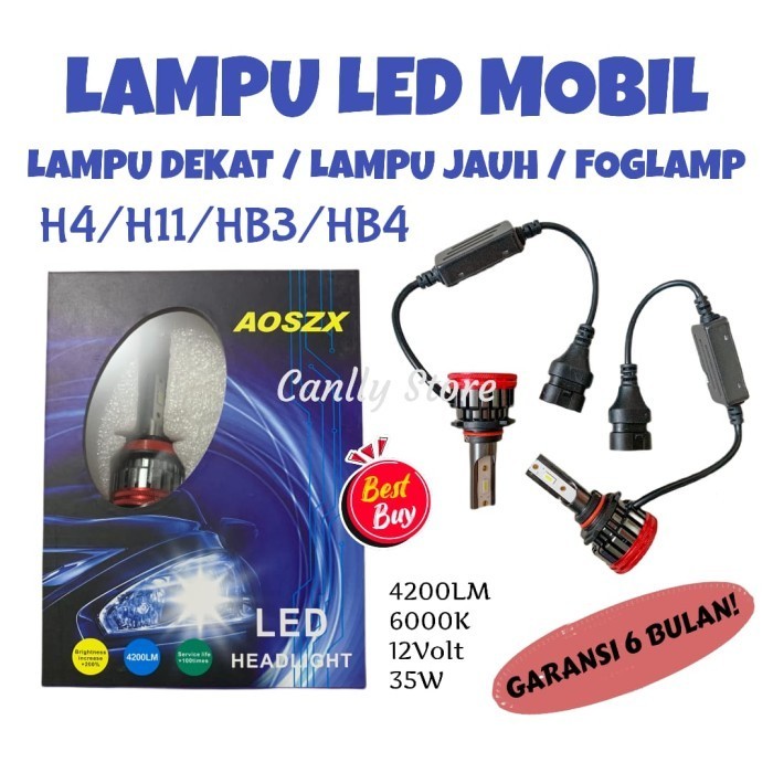 LAMPU MOBIL LED AOSZX MODEL H4 H11 H7 HB3 HB4 HIR2