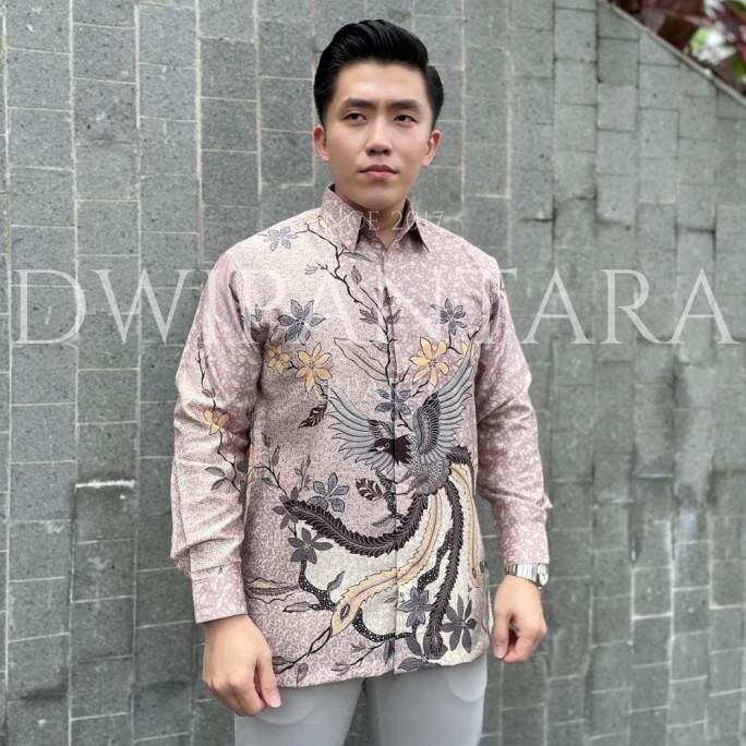 Batik Arga Dusty Pink Baby Pink, Batik Pria Premium, Dobby Furing