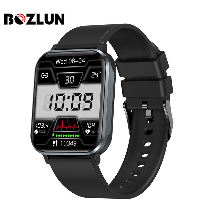 BOZLUN Square Color Screen Blood Oxygen Heart Rate Test Sleep Smart Watch   Waterproof GradeIP68