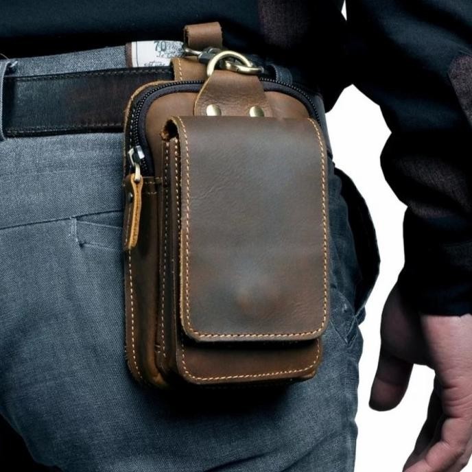 Tas Pinggang Hp Pria Kulit Asli - Tempat Hp Asli Kulit - Dompet Hp