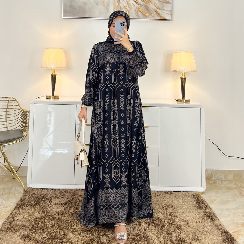 Baju Muslim Wanita Terbaru 2024 Games Dewasa Maxidress Plus Kerudung Lengan Panjang Busui Tunik Brok