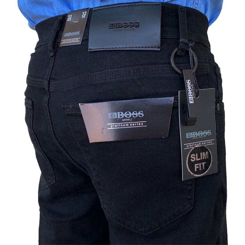 NEW LAUNCHING TERMURAH CELANA JEANS Celana Jeans Pria Hitam Stretch Slim Fit ZG BOSS BLACK