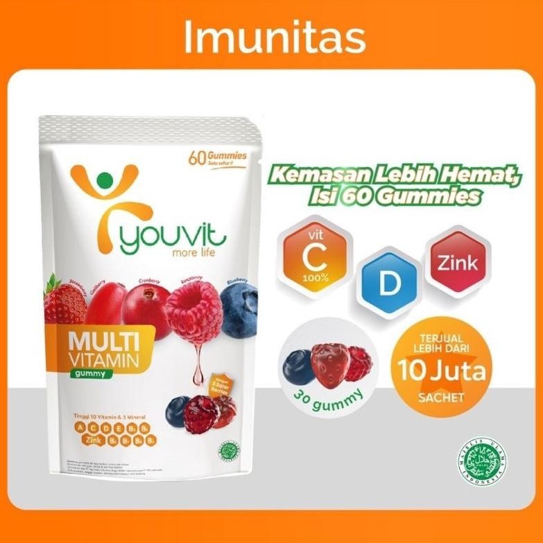 <READY> YOUVIT MULTIVITAMIN DEWASA 60 HARI DENGAN VITAMIN C, D, E DAN ZINK UNTUK JAGA IMUNITAS