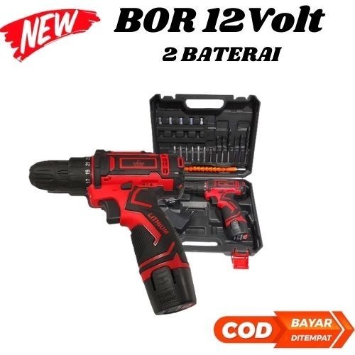 BOR BATERAI MESIN BOR CORDLESS YUKIDO 36V FULL AKSESORIS TERMURAH