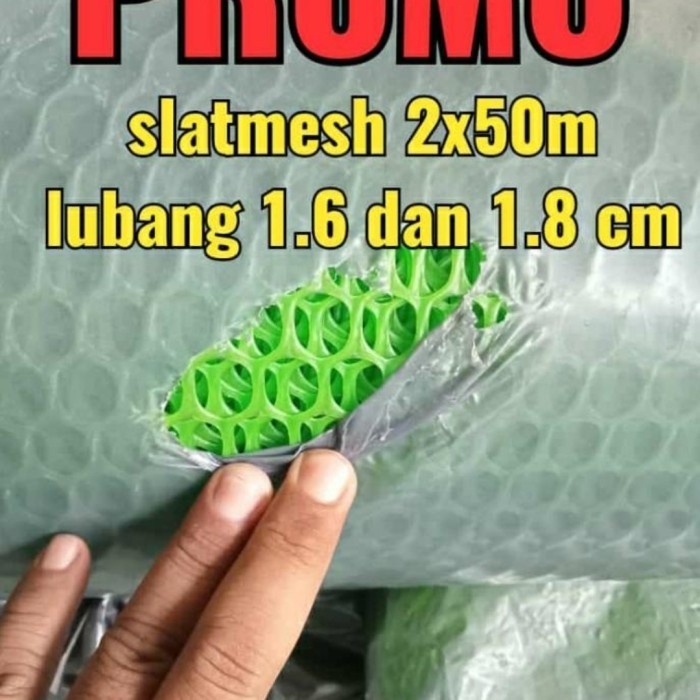 Terlaris Slat Mesh/ Mesh Plastik Hijau Slat Rolan 1.5 X 50 M Lobang 1,6 &1,8 Promo Terbaru