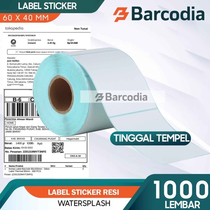 

Terlaris Label Barcode 60 X 40 Kertas Sticker Thermal 60X40 Mm (500 Pcs) Promo Terbaru