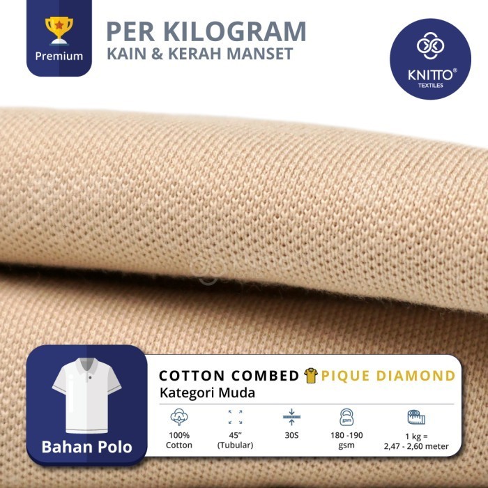 Sahi Bahan Kaos Kain Combed Pique Diamond 30S Warna Muda + Aksesoris