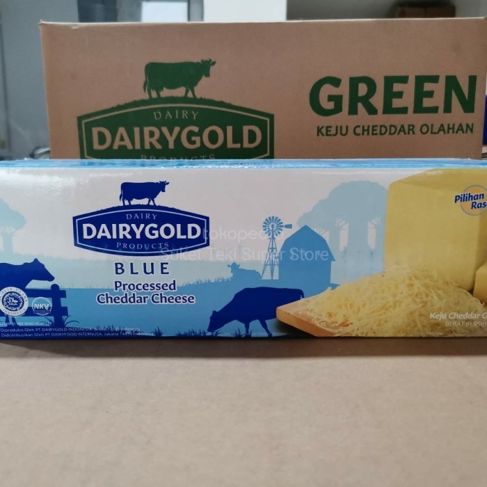 

Dairygold Blue Cheddar Cheese Dairy Gold Keju Premium 2kg -fo1