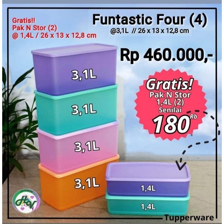 Terbaru Tupperware Funtastic Four With Free Kotak Penyimpanan Makanan [A08] Promo Terlaris