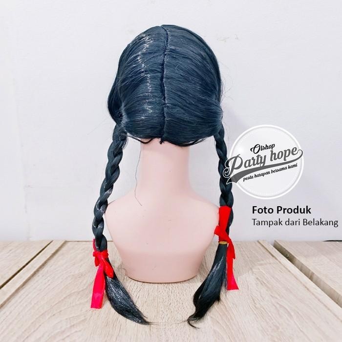Wig Panjang Kepang Hitam / Rambut Palsu Panjang Murah / Wig Kepang