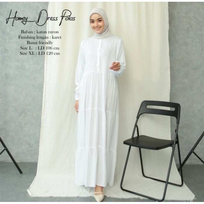 TERMURAH GAMIS PUTIH POLOS RAYON PREMIUM ADEM