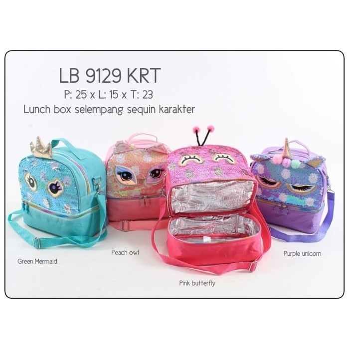 Risti Lunch Bag Selempang Double Decker Sequin Karakter Model Justice