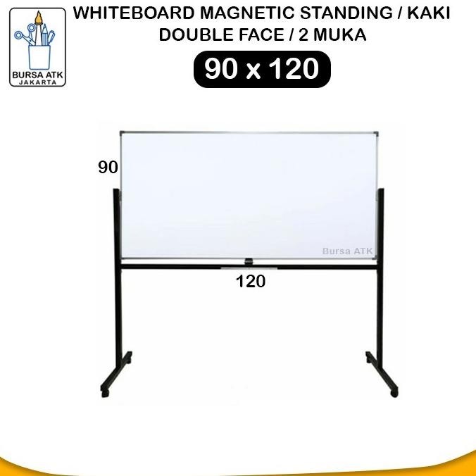 

Big Sale! Whiteboard Magnetic Double Face Standing Kaki 90 X 120