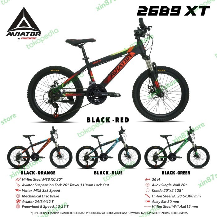 Sepeda Gunung MTB Aviator 2689 XT 20inch / 24inch / 26inch 24sp hiten